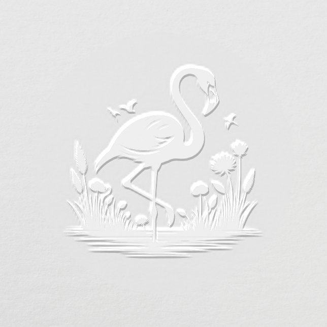  Flamingo Standing, Flowers Image Only No Text Embosser (Design)