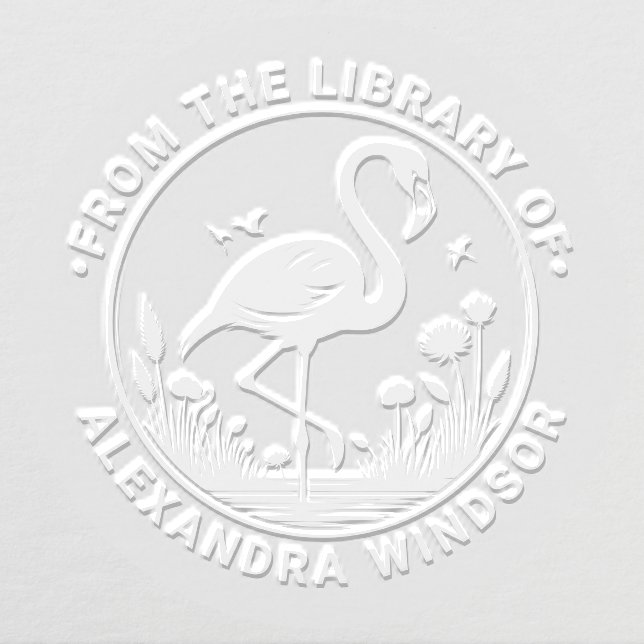  Flamingo Standing, Flowers Library Book Name Embosser (Design)