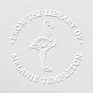 Flamingo Standing “From the library of” Name Monog Embosser