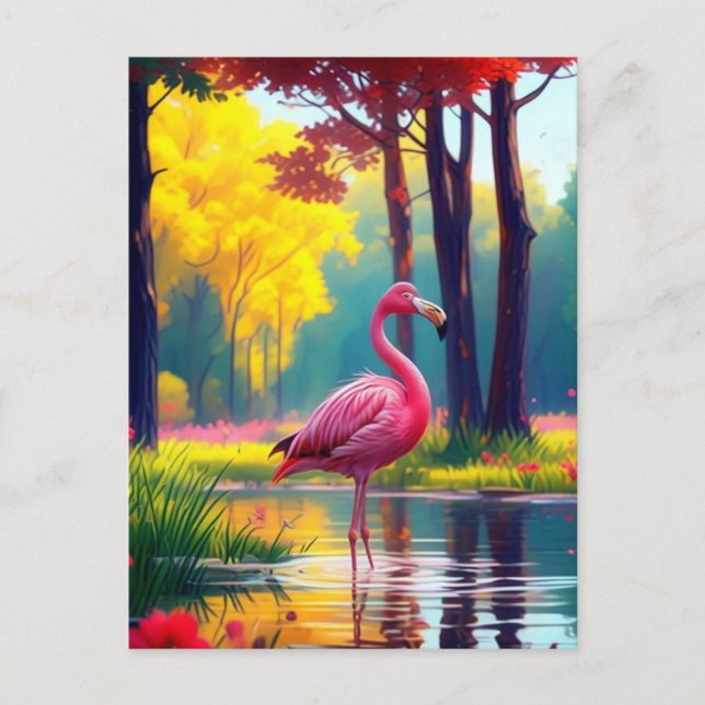 Flamingo Standing in The Lake-365476 Announcement Postcard (Front)