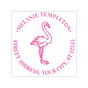 Flamingo Standing Name Return Address Self-inking Stamp