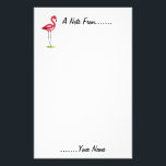 Flamingo Stationery<br><div class="desc">Simple stationery with flamingo illustration in upper left. Text reads "a note from... ... ." (top) "... ... . Your Name" (bottom) Personalize with your name. Text size, style color, and position may be changed using the design tool.</div>