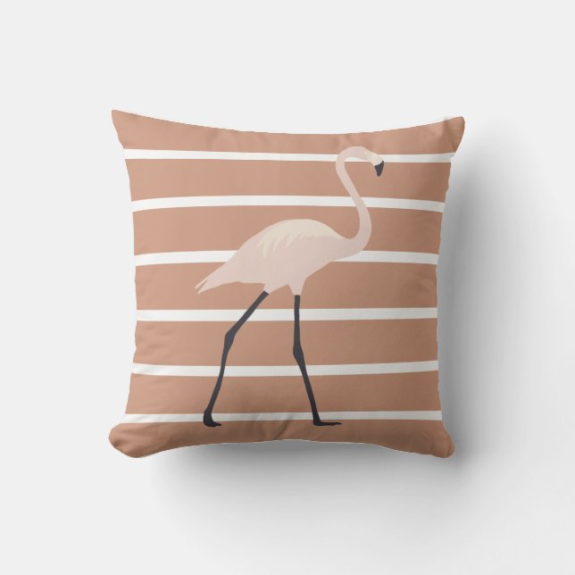 Flamingo Striped  Outdoor Pillow (Front)