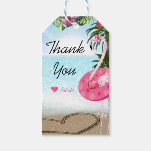 Flamingo Summer Beach Birthday Party Custom Favor Gift Tags
