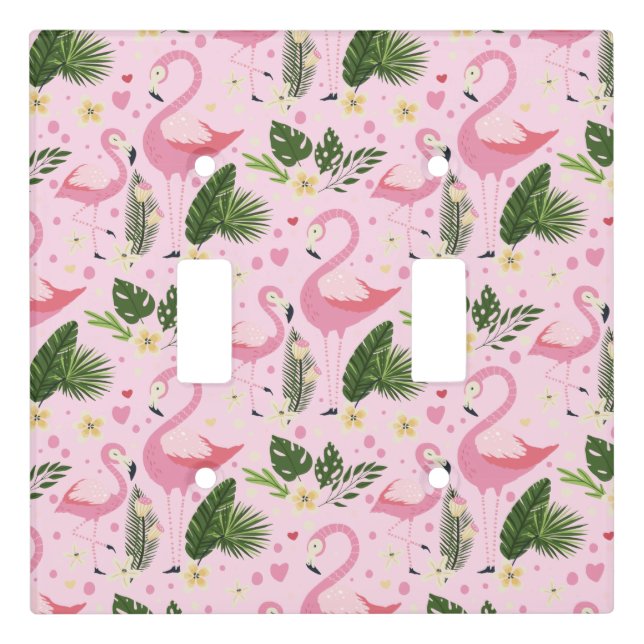 Flamingo Summer Collection One Design 8 Light Switch Cover (Front)
