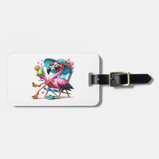Flamingo summer cool luggage tag