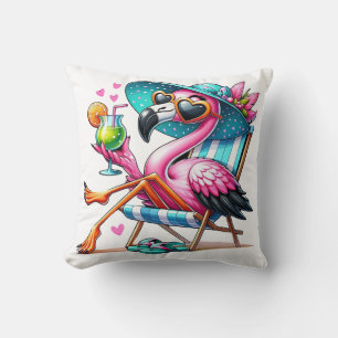 Flamingo summer cool throw pillow