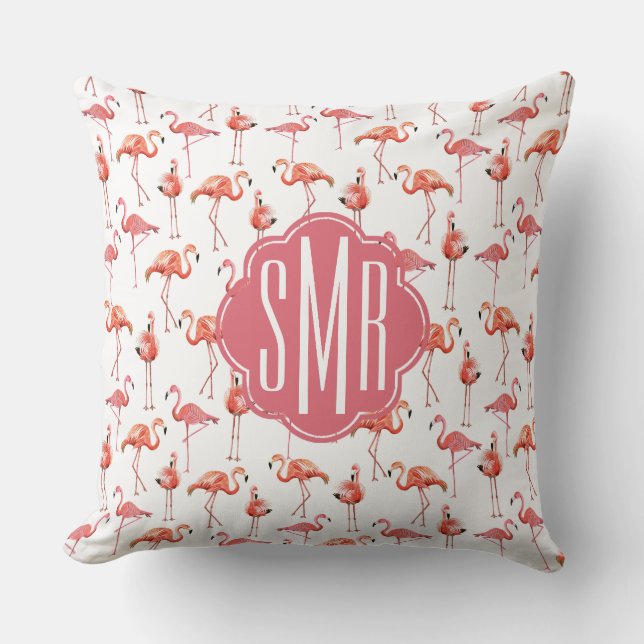 Flamingo Summer | Monogram | Pillow (Front)