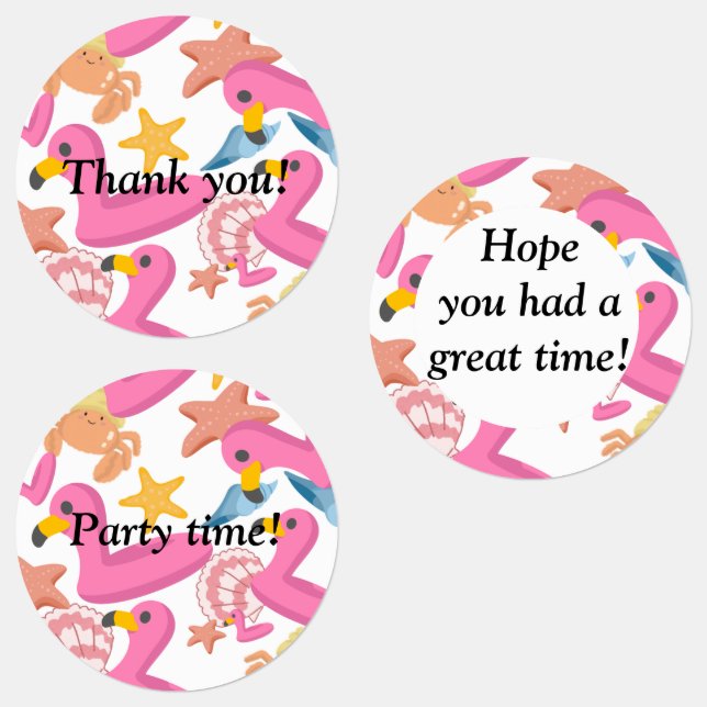Flamingo summer party with text labels (Group)