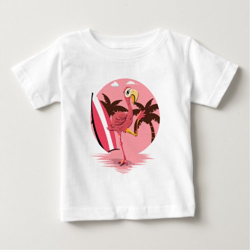 Flamingo Summer Pink 80s Vintage Retro Baby T_Shirt