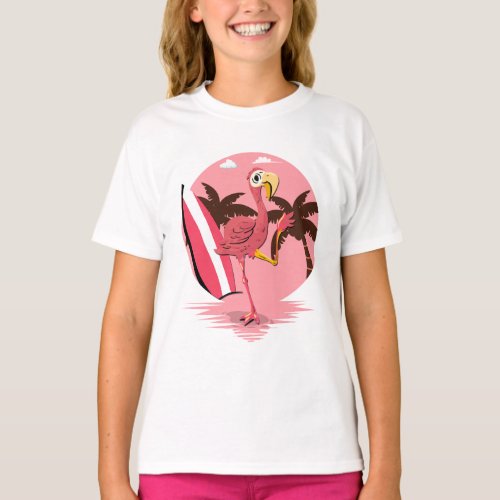 Flamingo Summer Pink 80s Vintage Retro T_Shirt