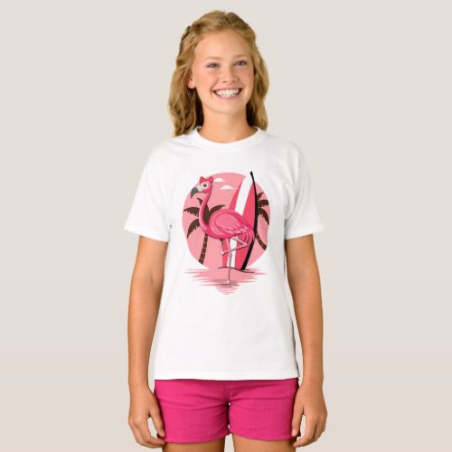 Flamingo Summer Pink lady 80s Vintage Retro T_Shirt