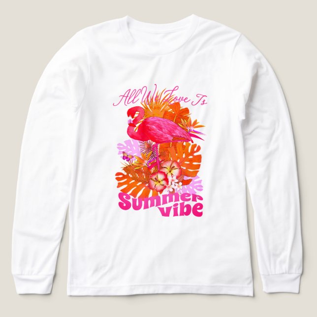 Flamingo Summer Pink Tri-Blend Shirt (Design Front)