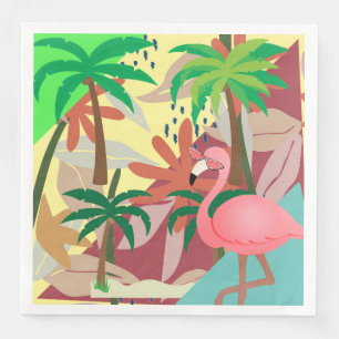 Flamingo Summer Themed Paper Dinner Napkins