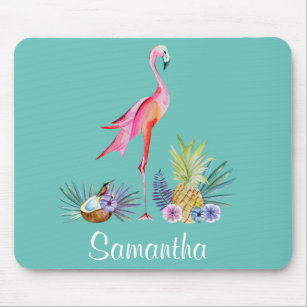 Flamingo Summer Tropical Hawaii Personalized Mouse Pad