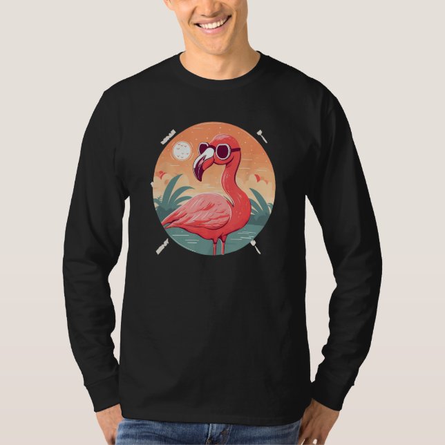 Flamingo Sunglasses Pink Bird Tropical Bird T-Shirt (Front)