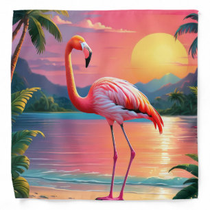 Flamingo Sunset Tropical Beach Bandana