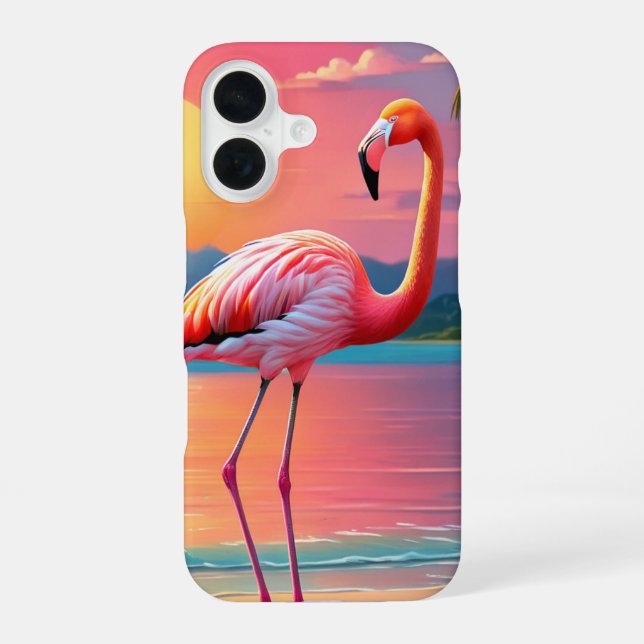 Flamingo Sunset Tropical Beach  Iphone Case (Back)