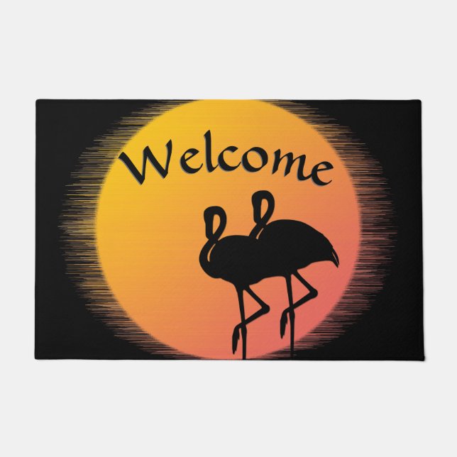 Flamingo Sunset Welcome Mat (Front)