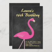 Flamingo Sweet 16 Birthday Party - chalkboard Invitation (Front/Back)