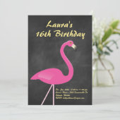 Flamingo Sweet 16 Birthday Party - chalkboard Invitation (Standing Front)