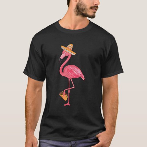 Flamingo Taco Cinco De Mayo Mexican Sombrero Funny T_Shirt