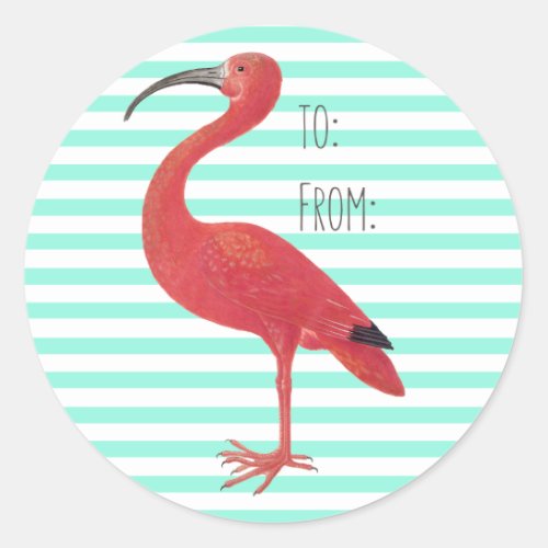 Flamingo  Teal stripes _ Fine Art Sticker