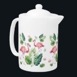 Flamingo Teapot<br><div class="desc">exotic watercolor hand drawn illustration</div>