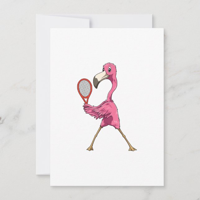 flamingo tennis flamingo playing tennis flamingo invitation (Front)