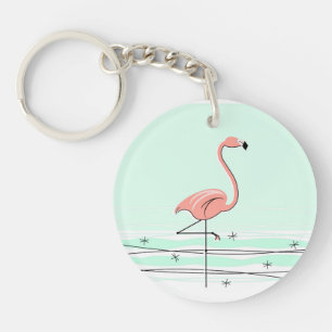 Flamingo Text back acrylic keychain green