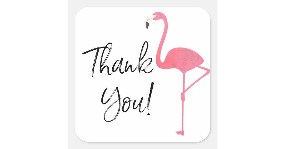 Flamingo Thank You Tags Flamingo Party Square Sticker Zazzle