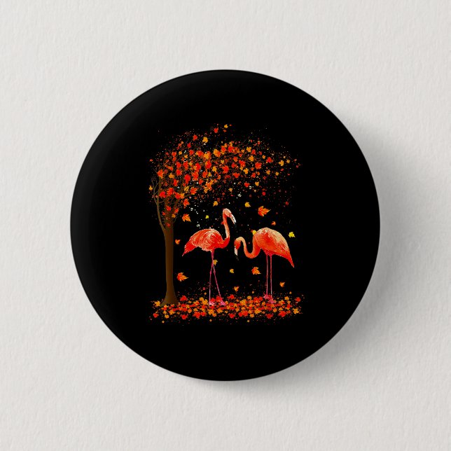 Flamingo Thanksgiving Halloween It's Fall Y'all Au Button (Front)
