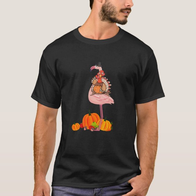 Flamingo Thanksgiving Halloween T-Shirt (Front)