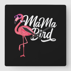 Flamingo Theme Birthday Gift - Mama Bird Flamingo Square Wall Clock