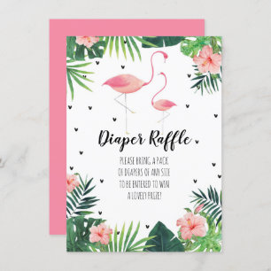 Flamingo Themed Baby Shower Diaper Raffle Card