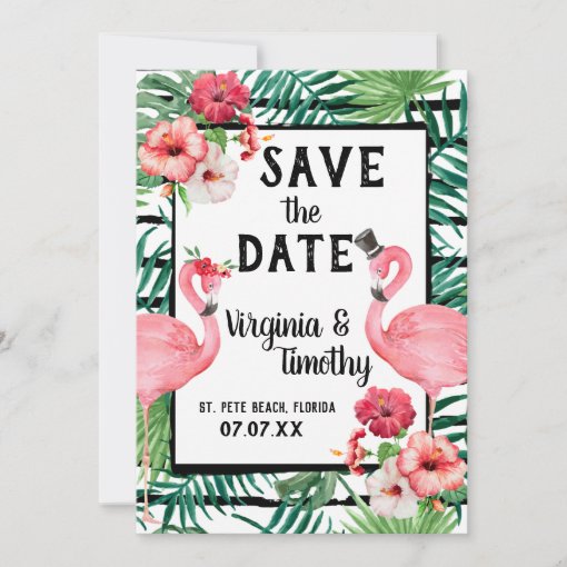 Flamingo Themed Save the Date | Zazzle