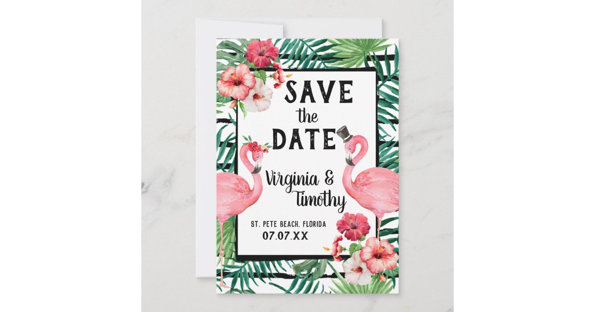 Flamingo Themed Save the Date | Zazzle
