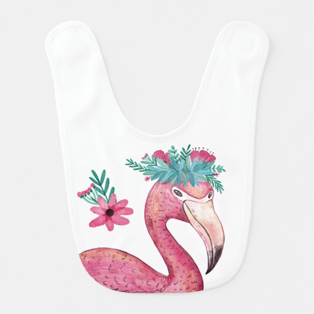 Flamingo Tickled Pink Baby Bib (Front)