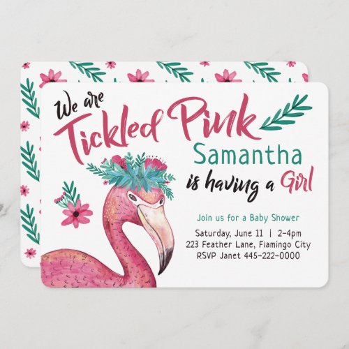 Flamingo Tickled Pink Baby Shower Invitation