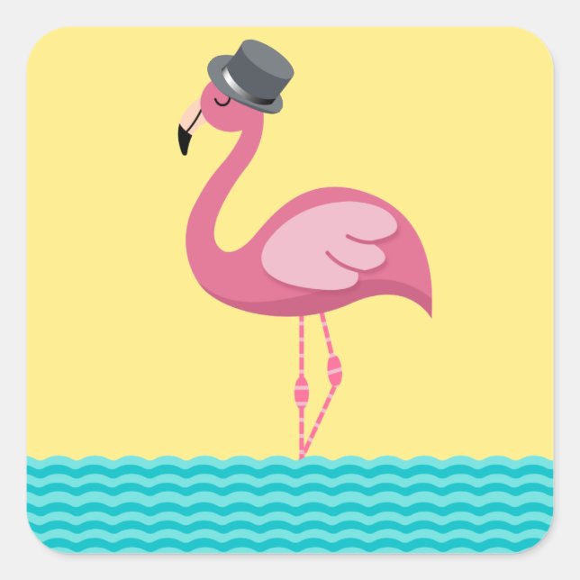 Flamingo Top Hat Sticker (Front)