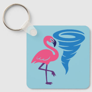 Flamingo Tornado Bold Modern Graphic Art Keychain