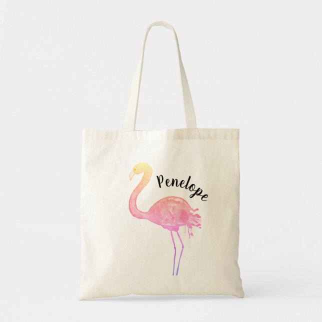 Flamingo tote bag with name (Front)