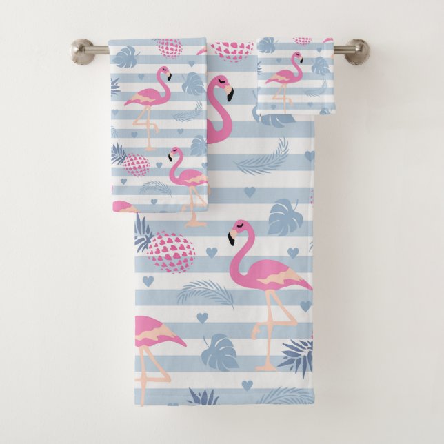Flamingo Towel - Pink & Blue (Insitu)