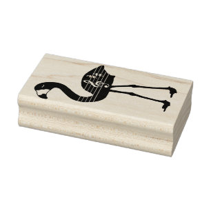 Flamingo Treble Clef Rubber Stamp (Facing Left)