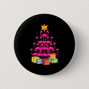 Flamingo Tree Funny Ugly Christmas  Button