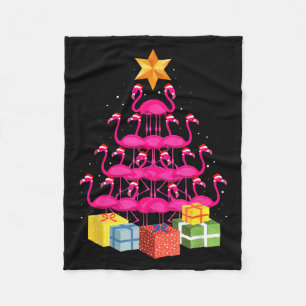 Flamingo Tree Funny Ugly Christmas  Fleece Blanket