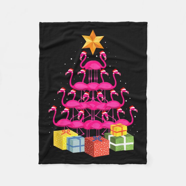 Flamingo Tree Funny Ugly Christmas  Fleece Blanket (Front)