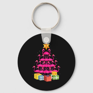 Flamingo Tree Funny Ugly Christmas  Keychain