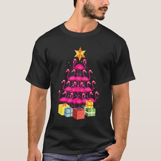 Flamingo Tree  Ugly Christmas T-Shirt (Front)