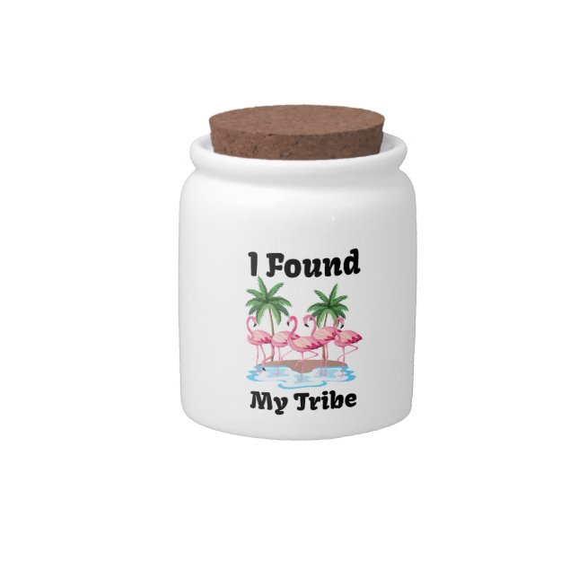 Flamingo Tribe Matching Tropical Party Favor  Candy Jar (Front)